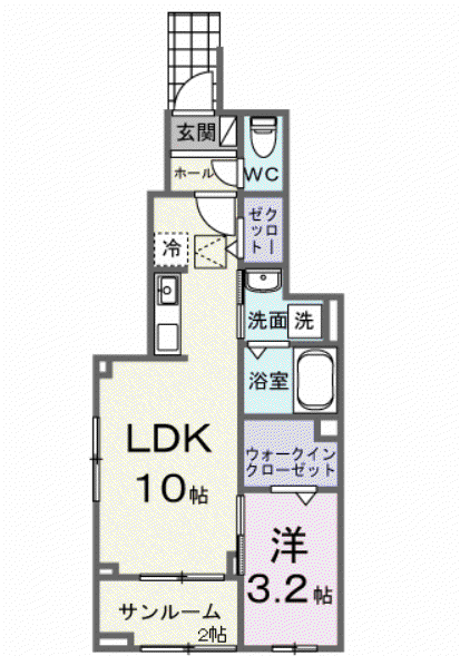 リバーストーン 太田(1LDK/1階)の間取り写真