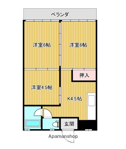 グランテージ谷川(3K/3階)の間取り写真