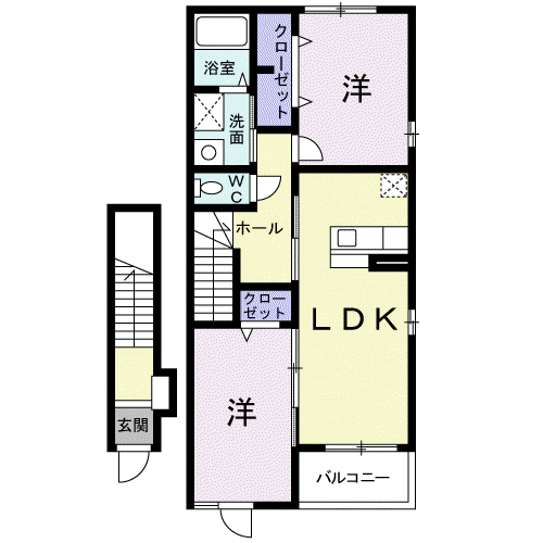 セレノ・カーサA(2LDK/2階)の間取り写真
