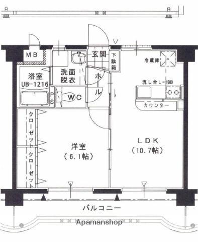 フローランテ1(1LDK/5階)の間取り写真