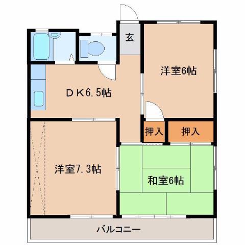 第一コーポ川越(3DK/2階)の間取り写真