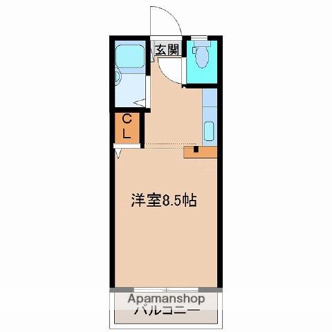 メゾン・クレール(ワンルーム/2階)の間取り写真