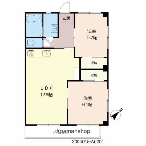 サンハイツもみじヶ丘(2LDK/2階)の間取り写真