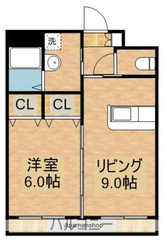 BLUE CIEL(1LDK/4階)の間取り写真