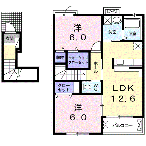 フェリーチェ(2LDK/2階)の間取り写真