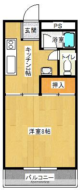 しおんビル(1K/4階)の間取り写真