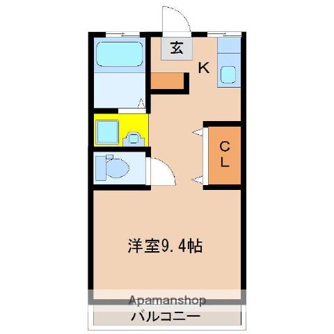 ヴェレッザ千草(1K/3階)の間取り写真