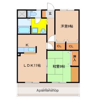 ヴィラージュMⅡ(2LDK/4階)の間取り写真