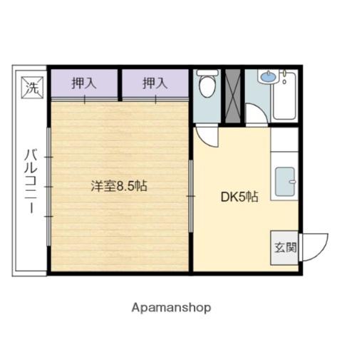 手塚ビル(1DK/3階)の間取り写真