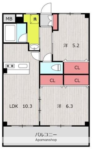 ラフェスタ(2LDK/3階)の間取り写真