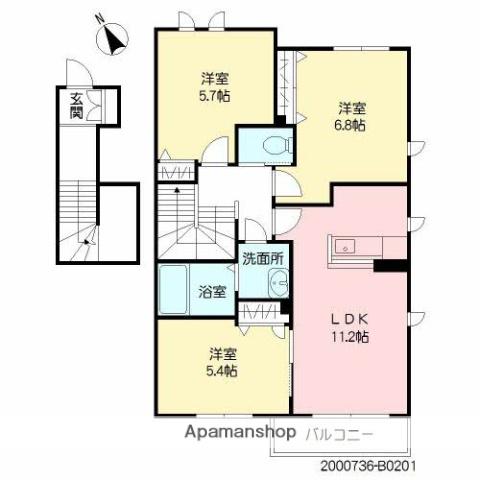 サンミズハ(3LDK/2階)の間取り写真