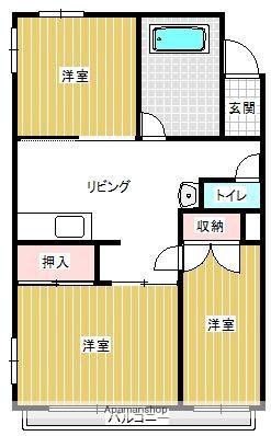 仁田脇マンション(3K/2階)の間取り写真