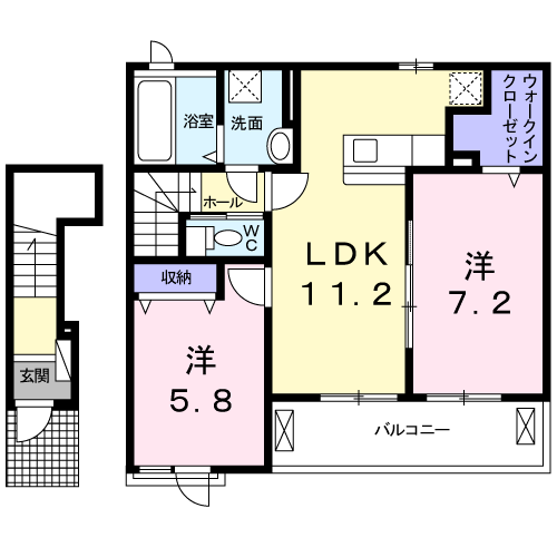 プレッソ・フランⅡ(2LDK/2階)の間取り写真