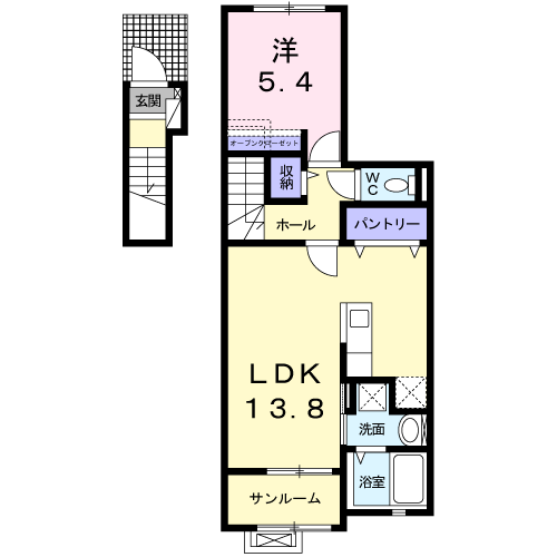 レジデンス・ジール Ⅰ(1LDK/2階)の間取り写真