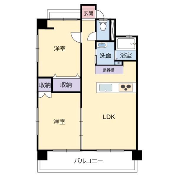 オリエンタルハイツ(2LDK/7階)の間取り写真