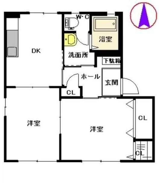 カステーロ高洲 D棟(2K/1階)の間取り写真