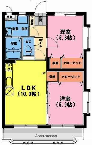 ユーミーいちまるⅥ(2LDK/1階)の間取り写真
