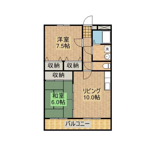 リージングマンションC棟(2LDK/1階)の間取り写真