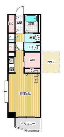 R1・N(ワンルーム/2階)の間取り写真