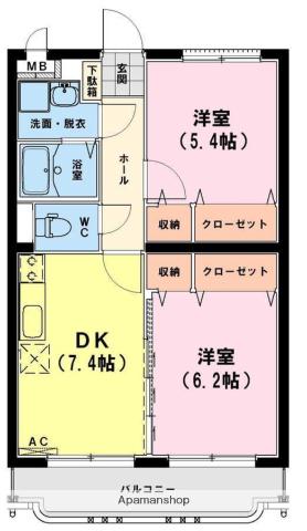 ユーミーアルタイルⅡ(2DK/2階)の間取り写真