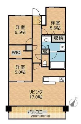 ザ・レジデンス大淀河畔(3LDK/4階)の間取り写真