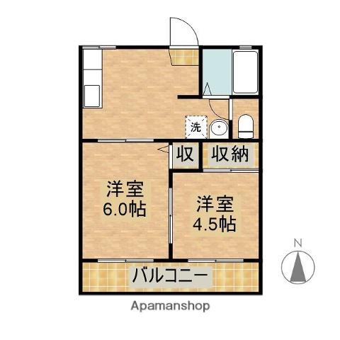 サザンポート(2K/2階)の間取り写真