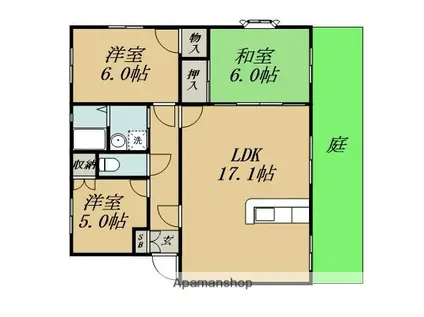 クリスタルヒルズ6番館(3LDK/1階)の間取り写真