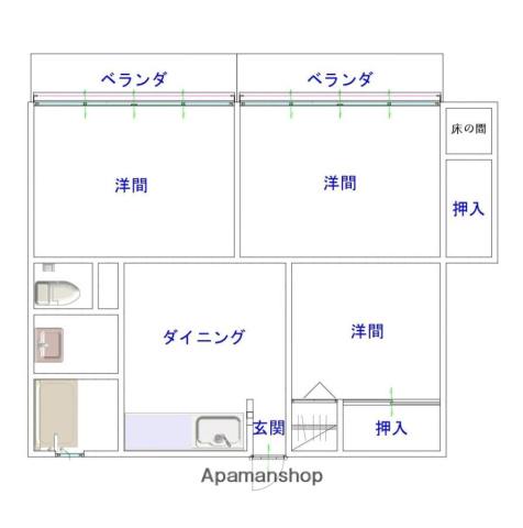 大塚レストハイツ(3K/2階)の間取り写真