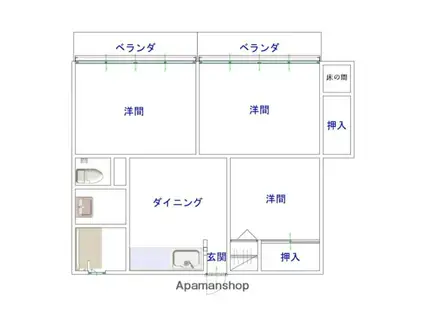 大塚レストハイツ(3K/2階)の間取り写真