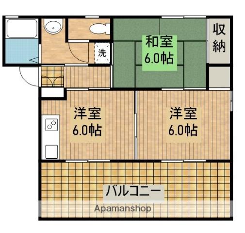 ディアスイースト(2DK/2階)の間取り写真