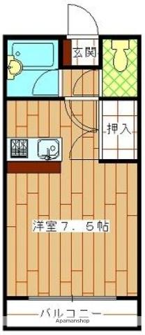 エレガンス木花Ⅱ A(ワンルーム/1階)の間取り写真