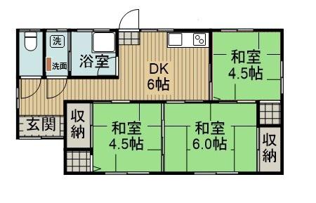 宮崎県宮崎市 1階建 築38年(3DK)の間取り写真