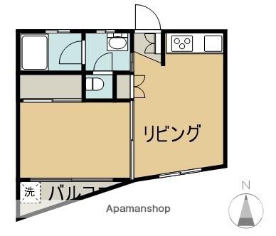 日高ビル(1DK/3階)の間取り写真