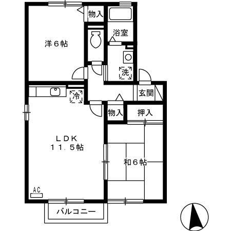 スプリング ヴィラ(2LDK/1階)の間取り写真