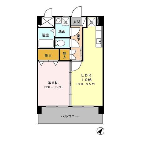 エスポワールT・Y(1LDK/3階)の間取り写真