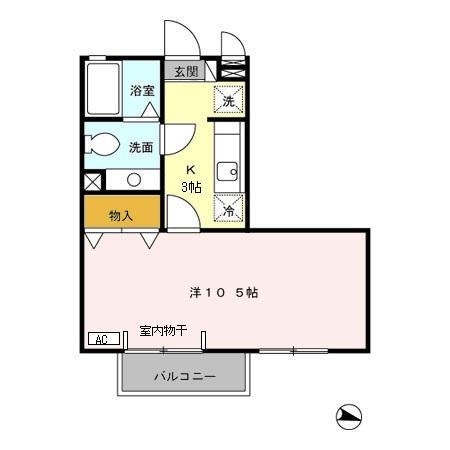 セジュールあおき(1K/2階)の間取り写真