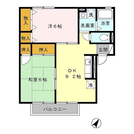 セジュールTOJIKI(2DK/1階)の間取り写真
