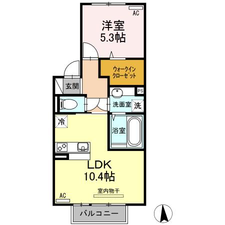 オーキッド マル1棟(1LDK/2階)の間取り写真