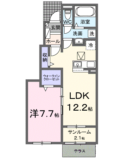 ベル シエルメール 3(1LDK/1階)の間取り写真
