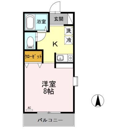 ジェネスハイツ A棟(1K/1階)の間取り写真