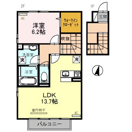 恵比寿ガーデンIII(1LDK/2階)の間取り写真