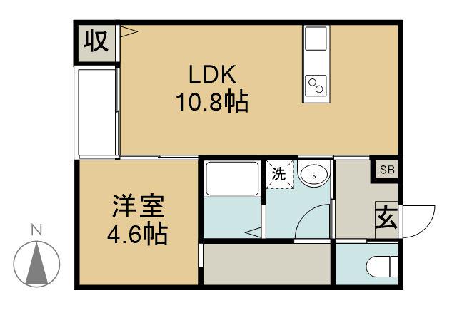 大工町アパート B棟(1LDK/2階)の間取り写真