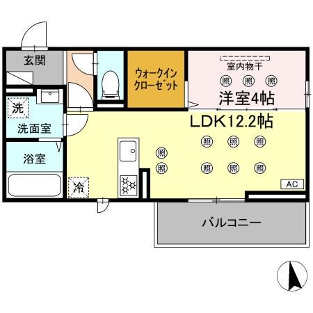 D-RESENA SOLAIRE(1LDK/2階)の間取り写真