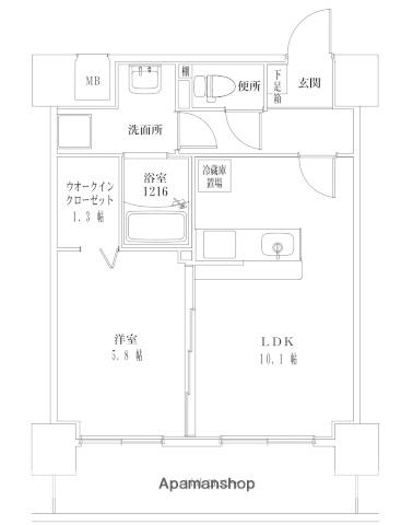 F・STAGE江平 イースト(1LDK/8階)の間取り写真