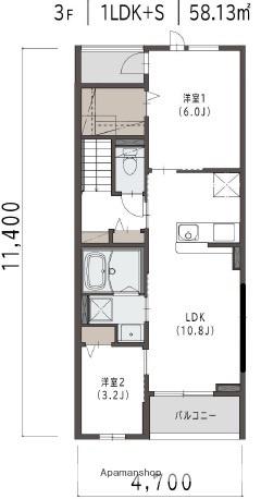 マリベール ラ メール(1SLDK/3階)の間取り写真