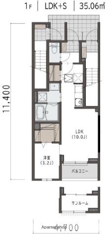 マリベール ラ メール(1LDK/1階)の間取り写真