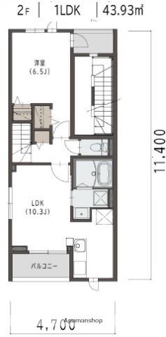 マリベール ラ メール(1LDK/2階)の間取り写真