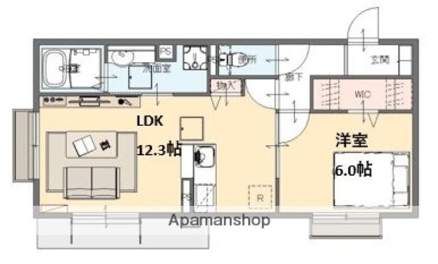 エスポワールタカムラⅡ(1LDK/1階)の間取り写真