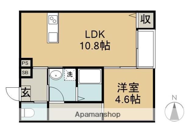 CUORE A棟(1LDK/1階)の間取り写真