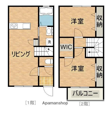 アテレーゼ下北方A棟(2LDK/1階)の間取り写真